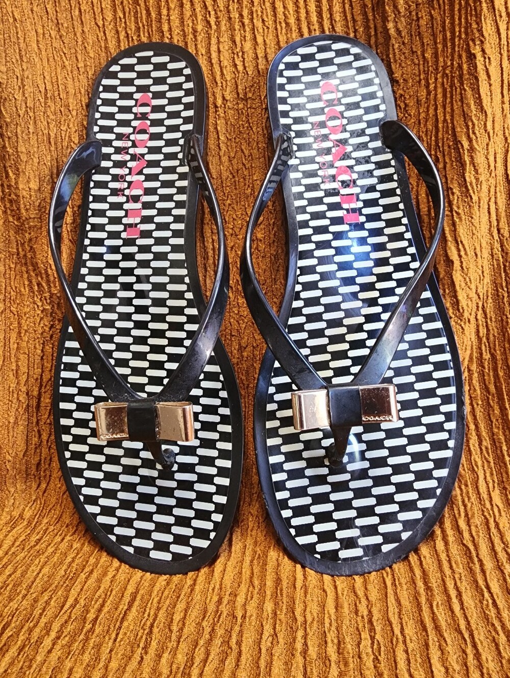 Coach Checkered Jelly Thong Sandals